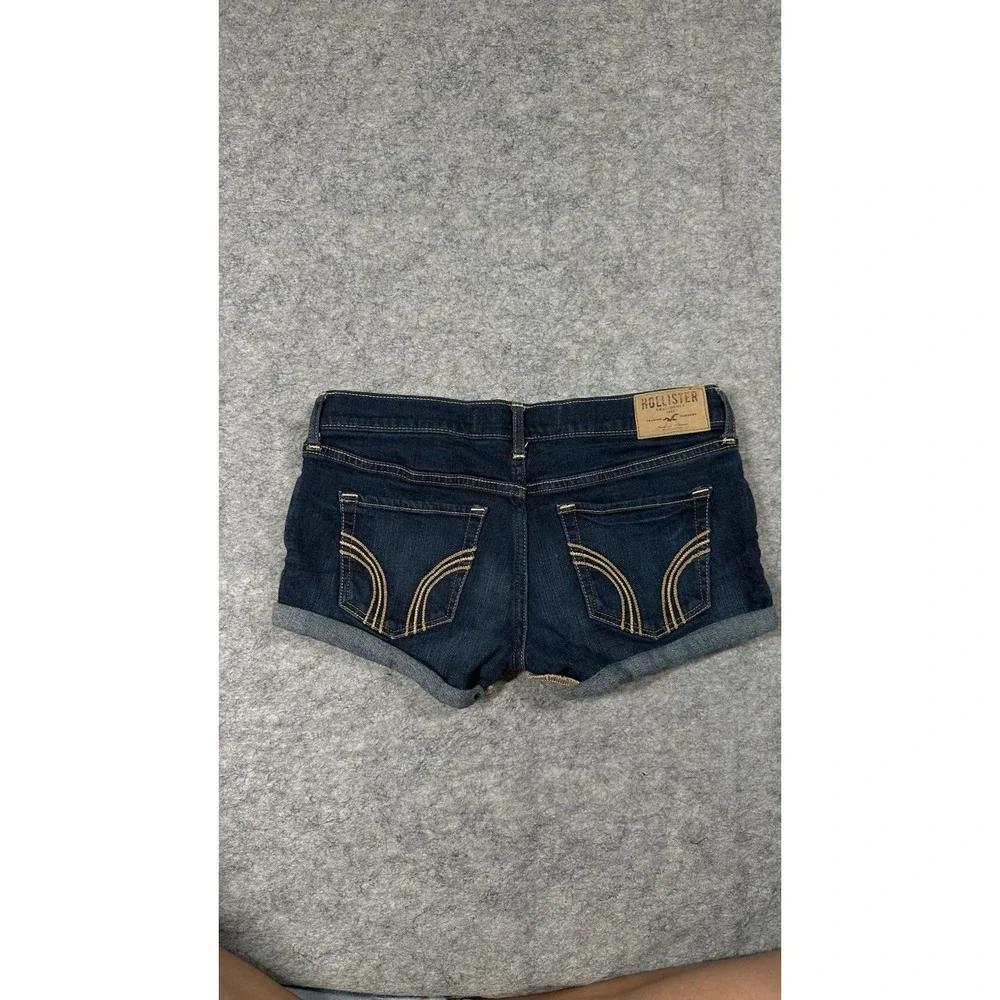VTG Y2K Hollister Micro Mini Denim Booty Shorts Size 3/26 Rolled Hem Festival 90